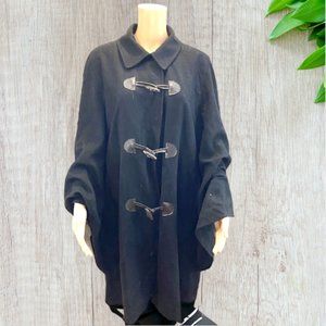 VINTAGE CHARLES KLEIN -- Silk Wool Coat w/Oversized Cape Sleeve & Toggle Closure